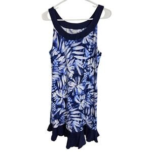 Tommy Bahama Dress I Beleaf In You Mini Dress Ruffle Hem Dress S Blue White